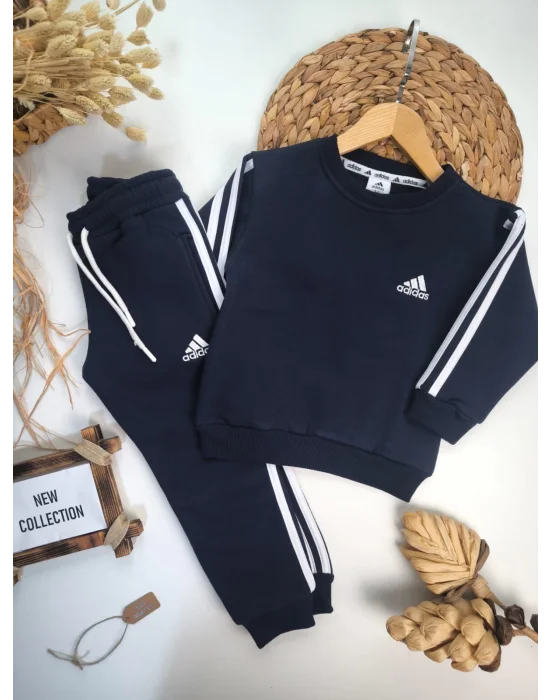 Şardonlu, Nakışlı, Unisex Eşofman Takımı (Lacivert)