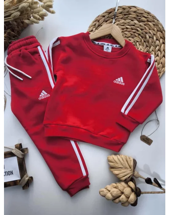 Şardonlu, Nakışlı, Unisex Eşofman Takımı (Kırmızı)