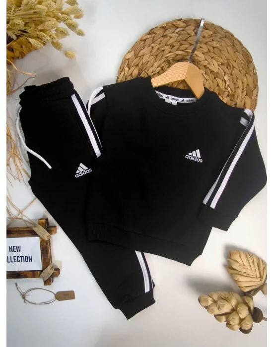 Şardonlu, Nakışlı, Unisex Eşofman Takımı (Siyah)