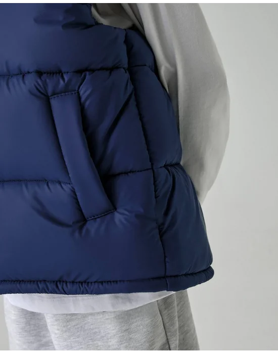 Şişme Yelek, Su Geçirmez Kumaşlı, Oversize Orjinal Kalıp, Lacivert Renk