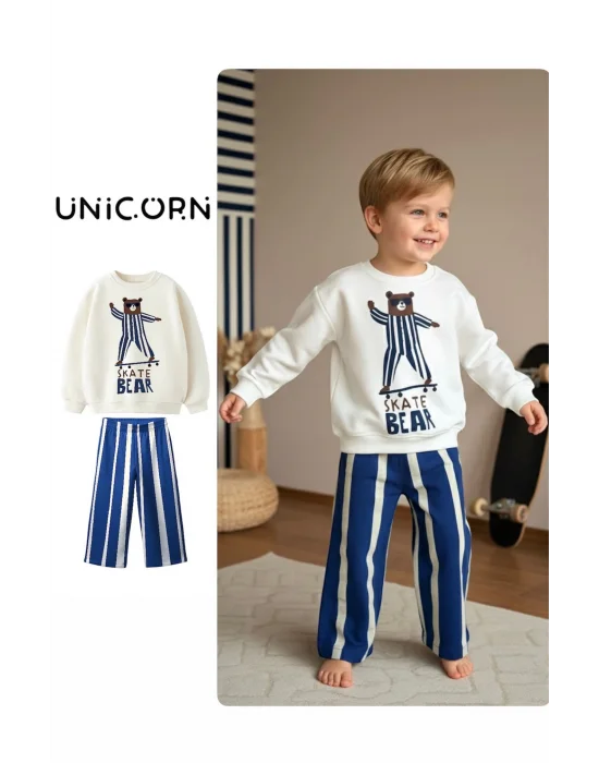 Skate Bear Sweatshirt ve Kot Canvas Dokuma Pantolon