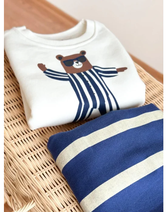 Skate Bear Sweatshirt ve Kot Canvas Dokuma Pantolon