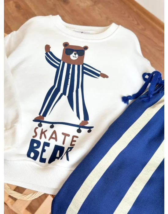 Skate Bear Sweatshirt ve Kot Canvas Dokuma Pantolon