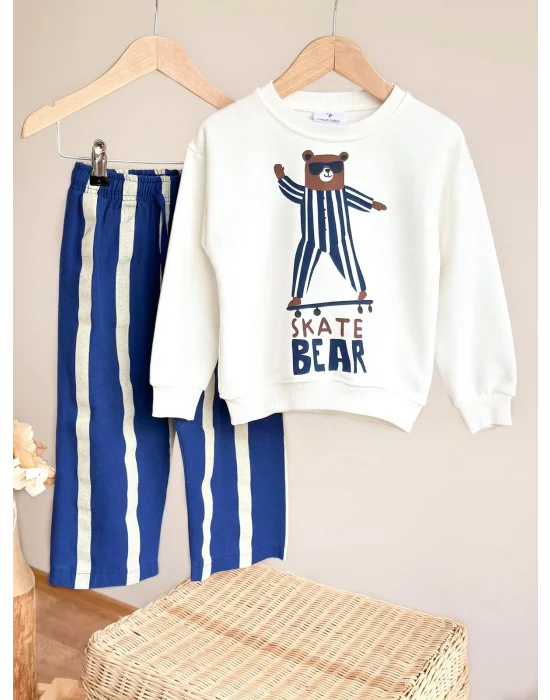 Skate Bear Sweatshirt ve Kot Canvas Dokuma Pantolon