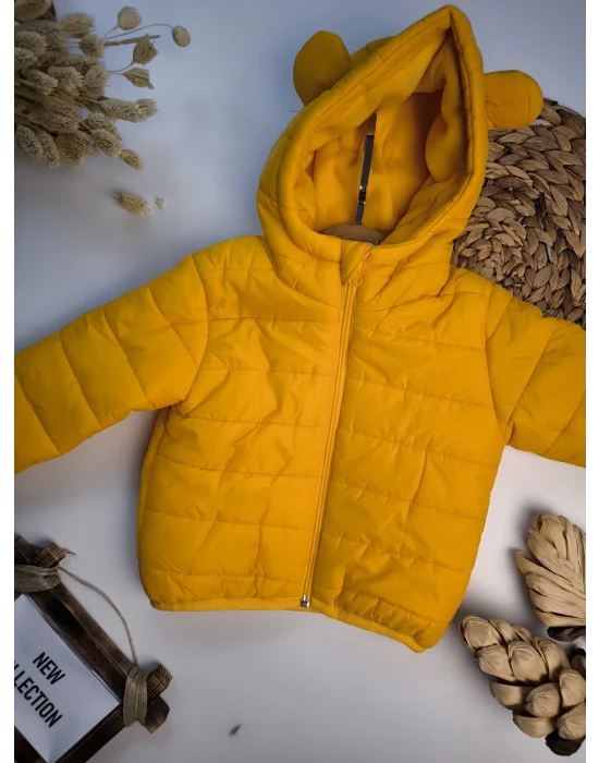 Su Geçirmez Polar Astar Sarı Çocuk Montu