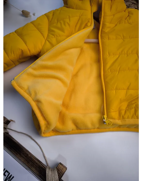 Su Geçirmez Polar Astar Sarı Çocuk Montu