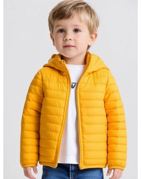 Su Geçirmez Polar Astar Sarı Çocuk Montu