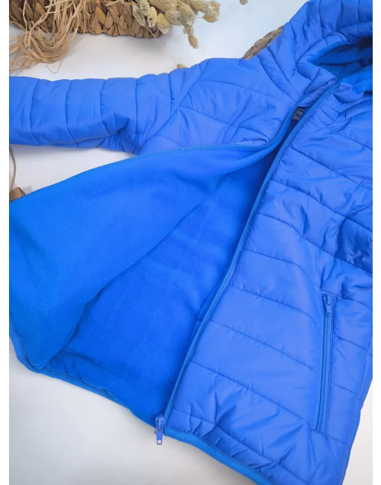 Su Tutmayan Polar Astar Mikrofiber Dolgulu Lüks Mavi Çocuk Mont