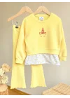 Gömlek Detaylı Sweatshirt ve İspanyol Paça Tayt