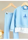 Gömlek Detaylı Sweatshirt ve İspanyol Paça Tayt