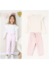 İnce Kadife Pantolonlu Dokuma Kız Takım