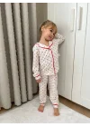 Kırmızı Kalp Detaylı Pijama Takımı