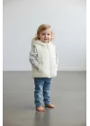 Kapşonlu Ekru Kız Çocuk Yelek