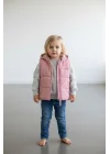 Kapşonlu Gül Kurusu Kız Çocuk Yelek