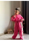 Kurdela Detaylı Fiyonklu Kız 2’li Eşofman Takım Pembe
