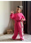 Kurdela Detaylı Fiyonklu Kız 2’li Eşofman Takım Pembe
