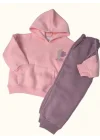 Pudra Çocuk Kapüşonlu Eşofman Takımı