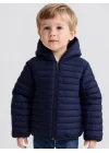 Su Geçirmez Polar Astar Fermuarlı Kapşonlu Lacivert Çocuk Montu