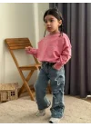 Taş Yıkamalı Kız Yıldız Takım - Sweatshirt-Jean Pantalon