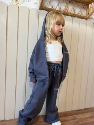 Kapüşonlu Fermuarlı Pamuklu Eşofman Takımı