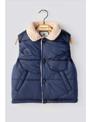 Lüks Kalite Pamuk ve Mikrofiber Dolgulu Özel Dikim Çocuk Yelek (Lacivert)