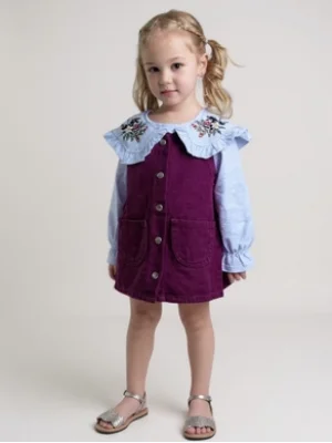 Yaka Detaylı Bordo Elbise