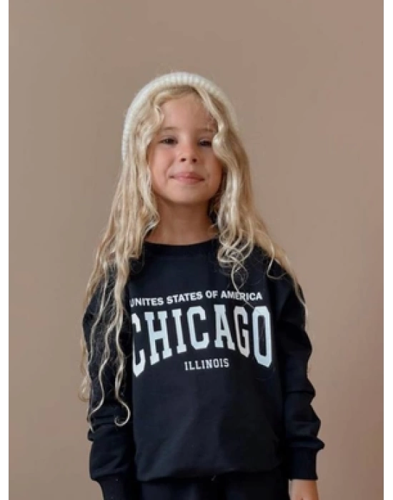 Chicago Yazı Detaylı Unisex Eşofman Takımı - Alt Üst Takım