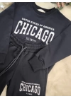 Chicago Yazı Detaylı Unisex Eşofman Takımı - Alt Üst Takım