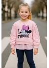 Minnie Baskılı Gömlek Detaylı İkili Taytlı Takım