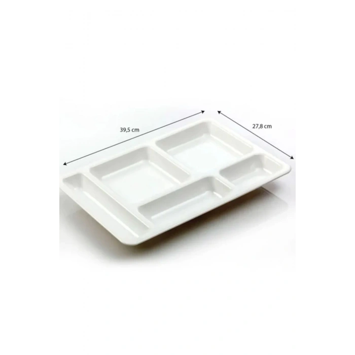 10 Adet 5 Gözlü Kırılmaz Plastik Tabldot Tabağı Beyaz Self Servis Tabildot Tabilot Tabak