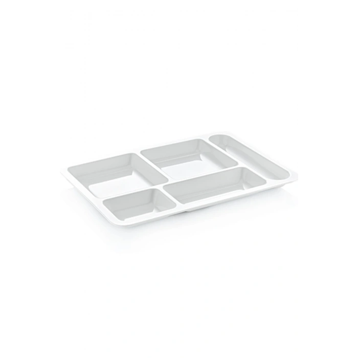 10 Adet 5 Gözlü Kırılmaz Plastik Tabldot Tepsisi - 5120-10