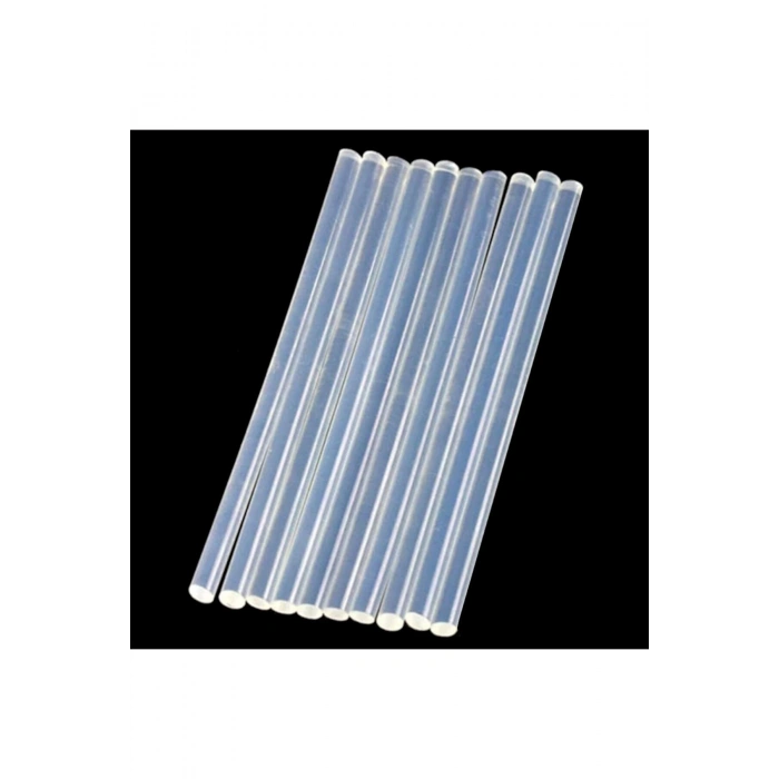 10 Adet Şeffaf Mum Silikon Ince Çubuk 7 mm x 30 cm