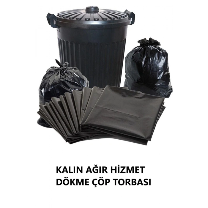 10 Kg KALIN Dökme Çöp Torbası 80x110 Cm Ağır Hizmet Çöp Poşeti Jumbo Boy Siyah Renkli