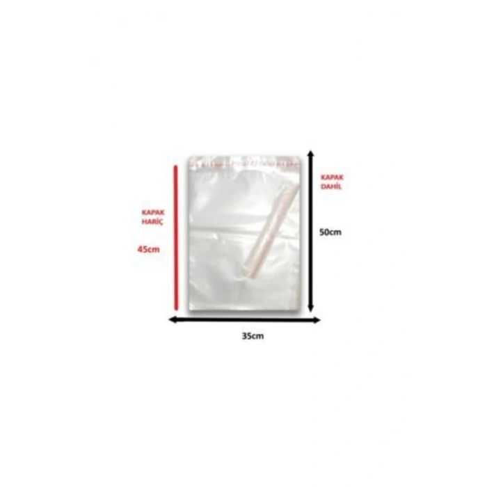 100 Adet (35x45+5) Opp Jelatin Bantlı Yapışkanlı Naylon Poşet