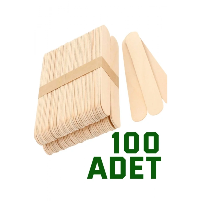 100 Adet Ahşap Büyük Geniş Dil Çubuğu Dondurma Dil Basma Ağda Çubuğu