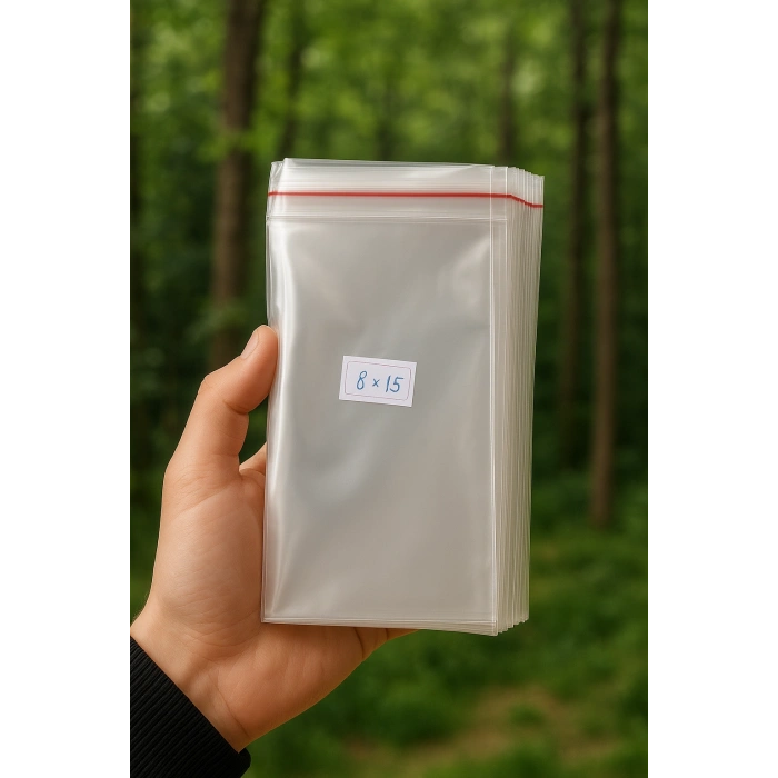1000 ADET Bantlı Jelatin 8x15 Cm Yapışkanlı Poşet Naylon Torba