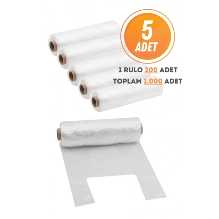 1000 ADET Rulo Market Manav Poşeti BÜYÜK BOY (Meyve Sebze Bakkaliye Fırın Poşeti) Şeffaf Rulo Poşet