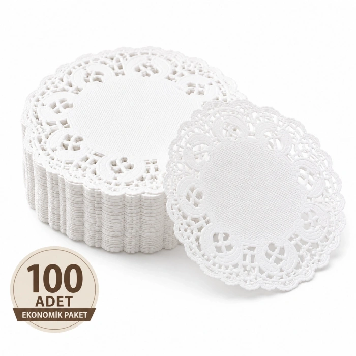 100’lü 9 Cm Dantel Kağıt Çay Bardağı Altlığı Sunum Altlığı Bardak Servis Kağıdı