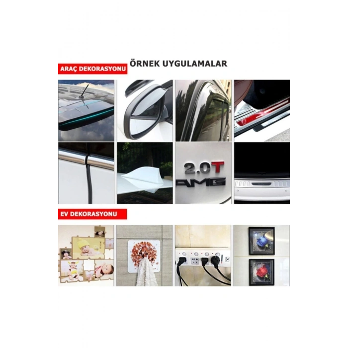 10mm/5m Silikonlu Çift Taraflı Şeffaf Bant Süper Güçlü Montaj Bandı Vhb Bant