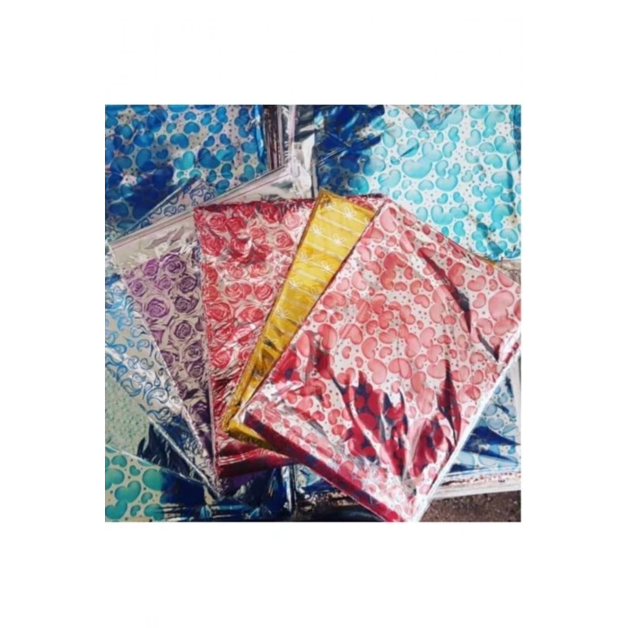 20 Adet 30x45 Cm Metalize Bantlı Hediye Poşeti , Metalize Hediye Paketi Poşeti Jelatin