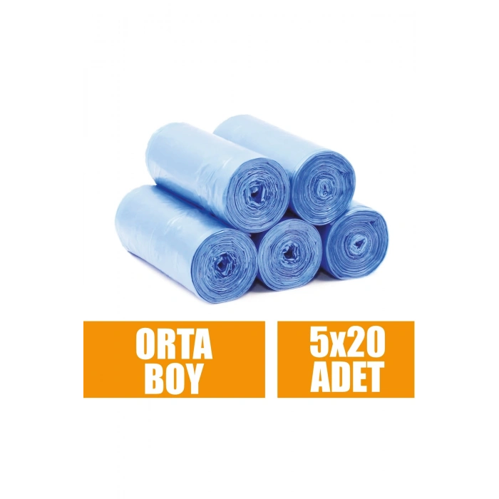 20 Li X 10 Rulo Çöp Torbası Orta Boy Mavi 55x60 Çöp Poşeti