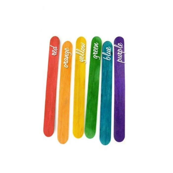 200 Adet Ahşap Dar Renkli Dil Çubuğu Dondurma Çubuğu Abeslang