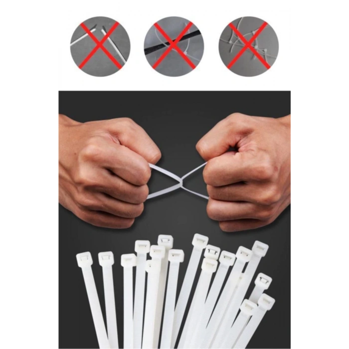 2,5*150 Kablo Bağı Beyaz - Cırt Kelepçe - Klips (100 Adet)