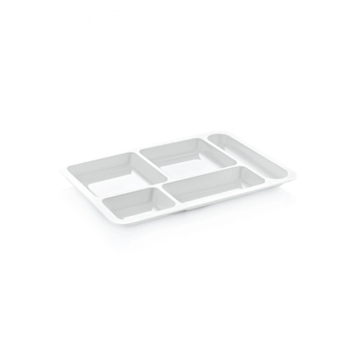 25 Adet 5 Gözlü Kırılmaz Plastik Tabldot Tepsisi - 5120-25