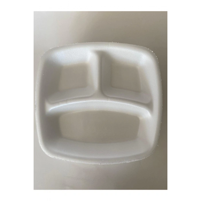 3 Gözlü Köpük Tabak 50 Adet + Orta Boy Çöp Poşeti