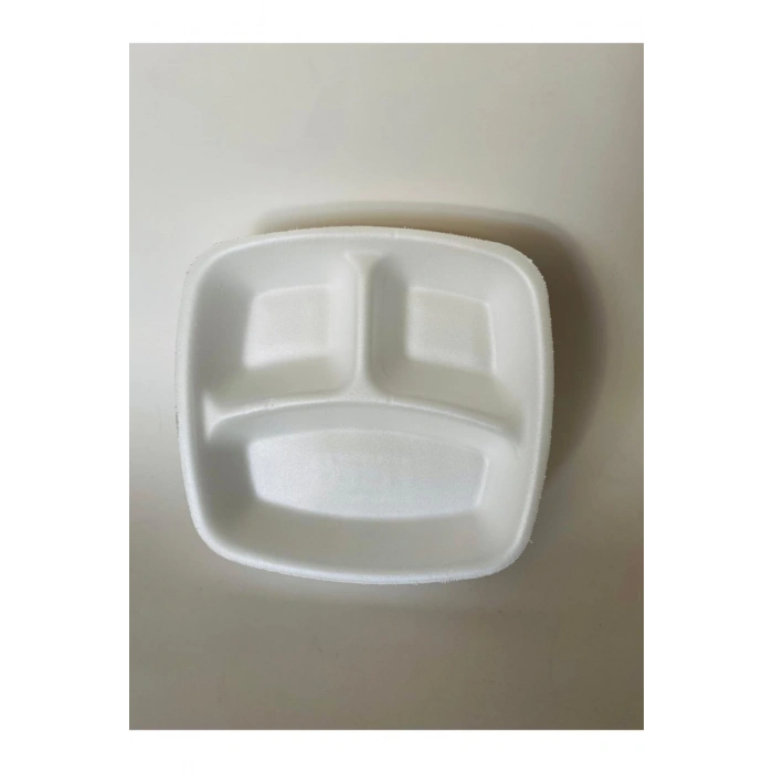 3 Gözlü Köpük Tabak 50 Adet + Orta Boy Çöp Poşeti