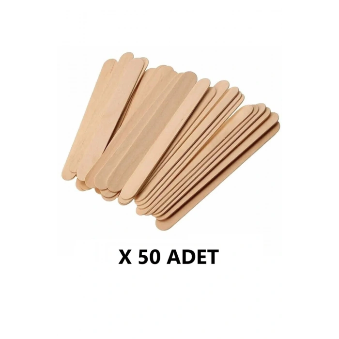 50 Adet Ahşap Spatula Dil Çubuğu Ağda Çubuğu