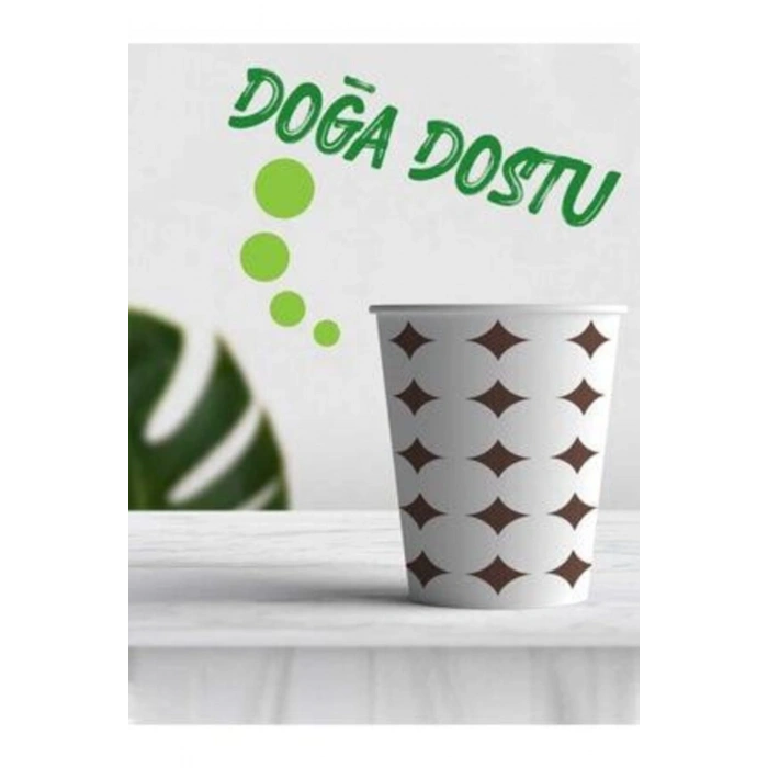 50 ADET Karton Bardak * 50 ADET Tahta Karıştırıcı 7 Oz Isıya Dayanıklı El Yakmaz ( 50.li SET )