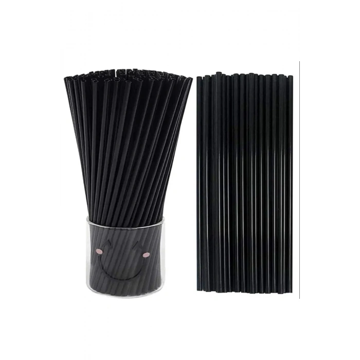 500 ADET KALIN Frozen Pipet Siyah Pipet 22 Cm 7 mm Düz Pipet