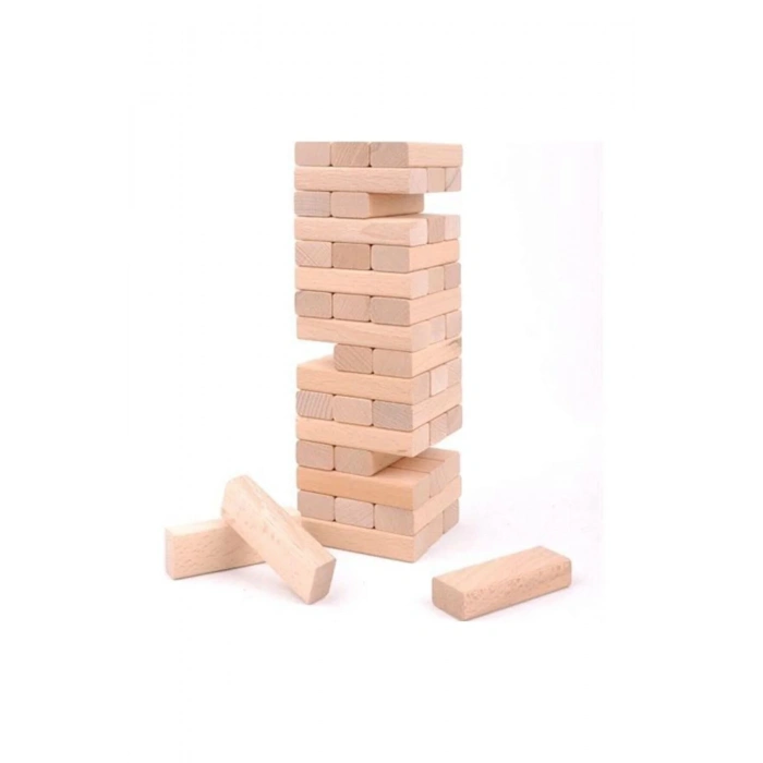 54 Parça Denge Oyunu %100 Doğal Ahşap Kule Oyunu Eğitici Oyuncak